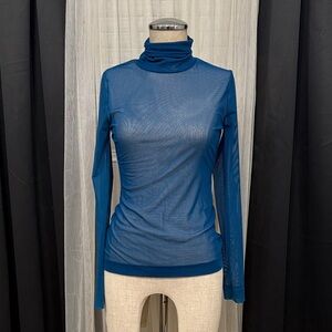 Blue Turtleneck Long Sleeve Top